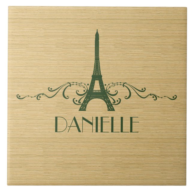 Azulejo Mosaico verde floreciente francés (Frente)