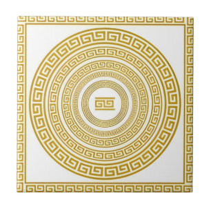 Azulejo mosaicos de círculo dorado griego