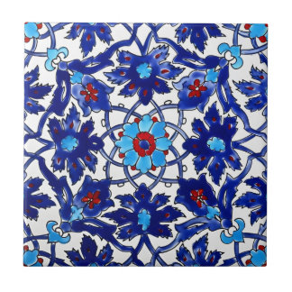Azulejo mosaicos de estampado de flores azules rojas de tu