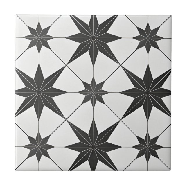 Azulejo mosaicos de estrellas negras clásicos con estrella (Frente)