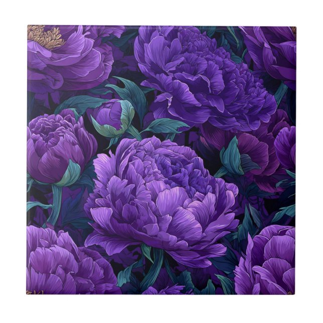 Azulejo Mosaicos Guay Vintage Purple Peonies Para Hallway (Frente)
