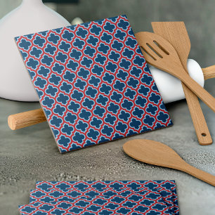 Azulejo Mosaicos marroquíes azules y rojos, Entramado, Cua
