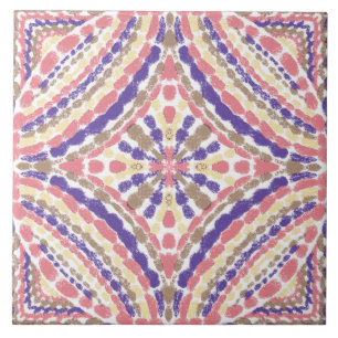 Azulejo Mosaicos rosados púrpura mediterráneos pintados