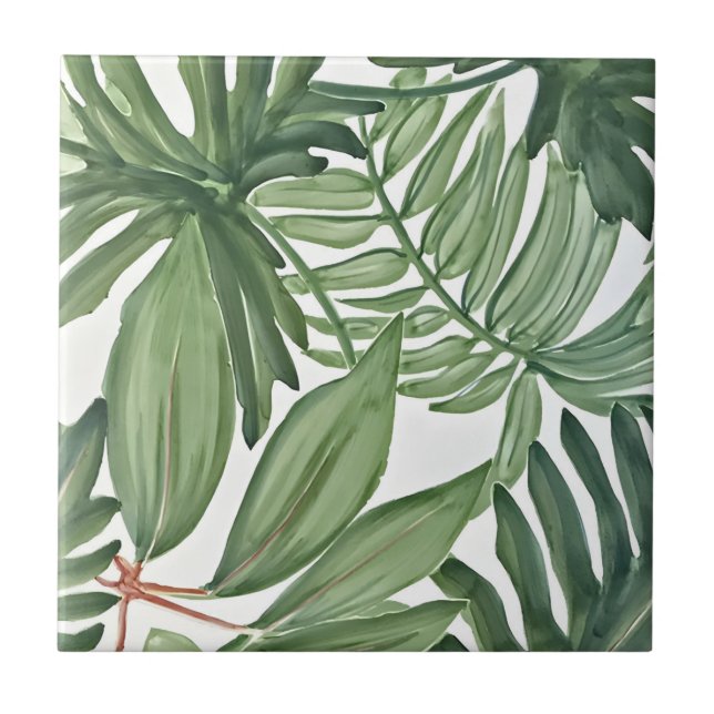 Azulejo mosaicos verdes tropicales (Frente)
