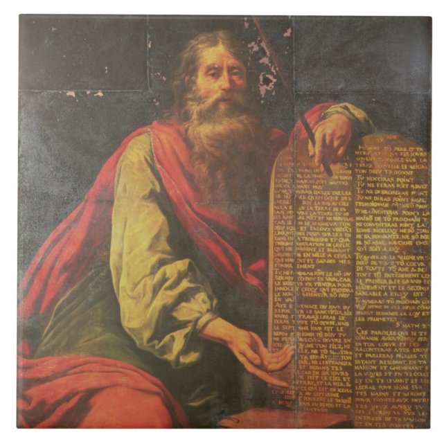 Azulejo Moses y las tabletas de la ley (Frente)