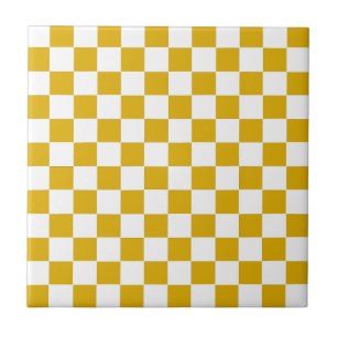 Azulejo Mostaza amarilla y blanca a cuadros