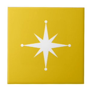 Azulejo mostaza Starburst amarillo Mid Century Retro moder