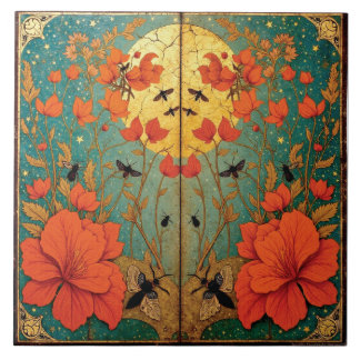 Azulejo Moth Sanctuary Under the Moonlit Sky