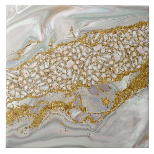 Azulejo Mother of pearl and gold Abstract (Frente)