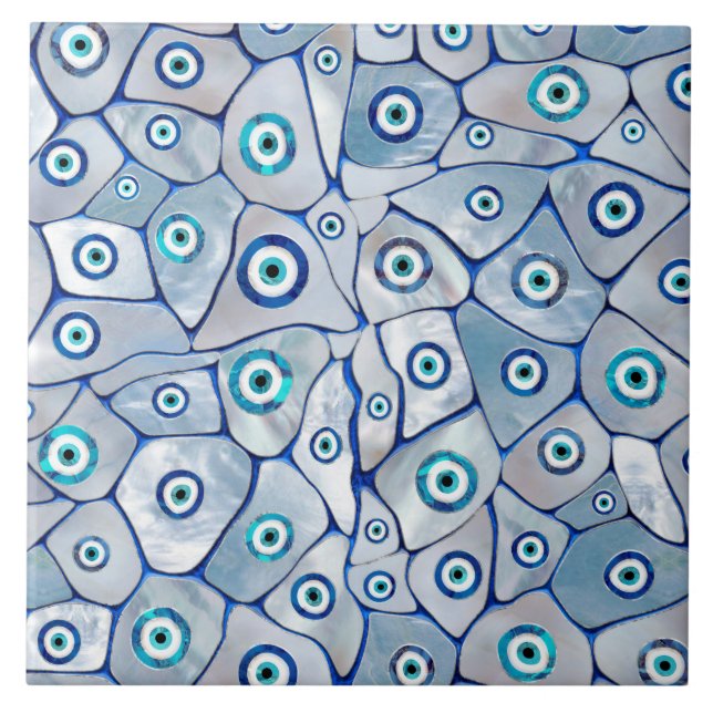 Azulejo Mother of pearl Evil Eye Pattern (Frente)