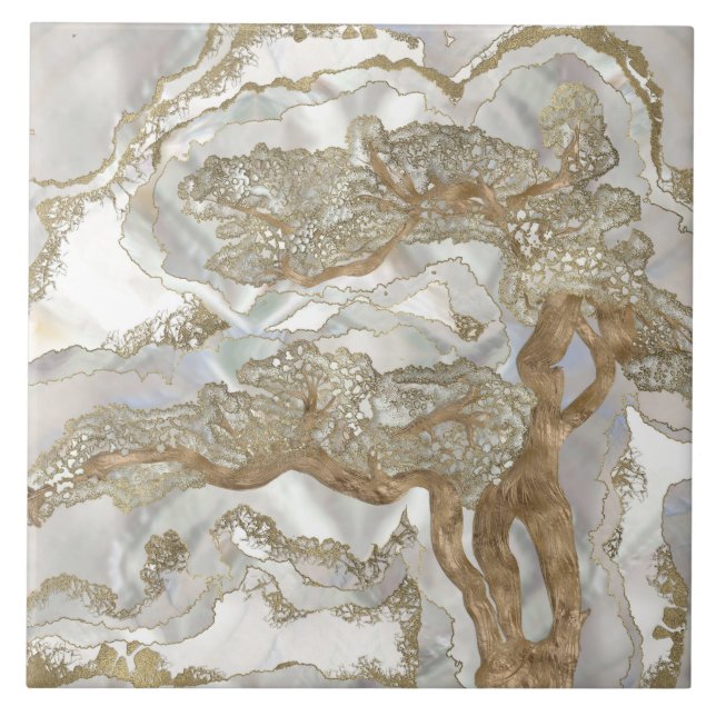 Azulejo Mother of pearl Golden Tree (Frente)