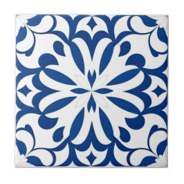 Azulejo Motif bleu sur fond blanc