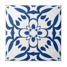 Azulejo Motif bleu sur fond blanc