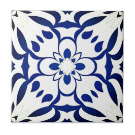 Azulejo Motif bleu sur fond blanc
