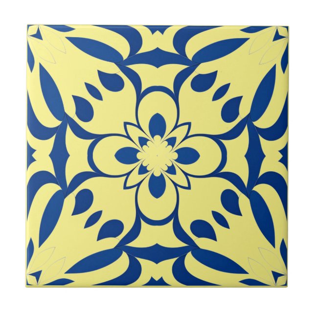 Azulejo Motif bleu sur fond jaune (Frente)