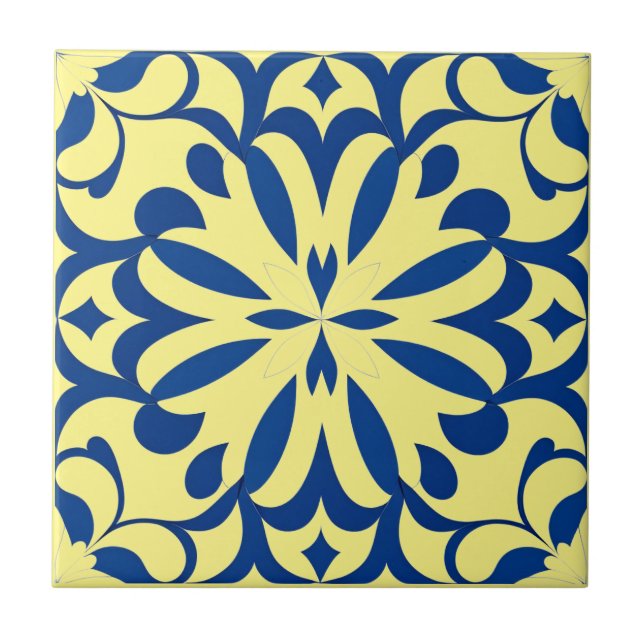 Azulejo Motif bleu sur fond jaune (Frente)