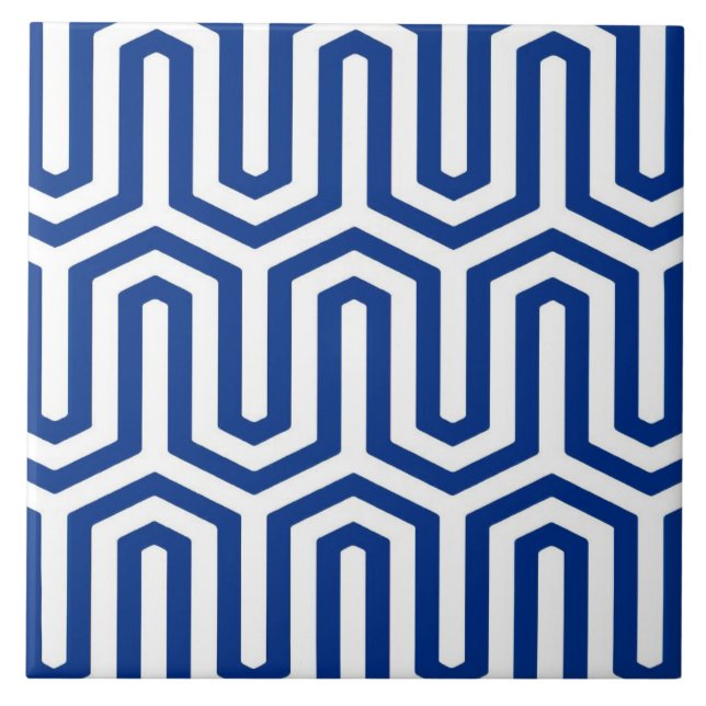 Azulejo Motif egipcio Deco - azul cobalto y blanco (Frente)