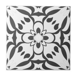 Azulejo Motif noir sur fond blanc
