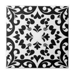 Azulejo Motif noir sur fond blanc