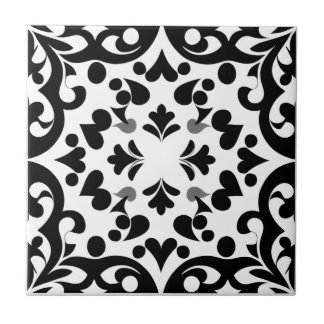 Azulejo Motif noir sur fond blanc