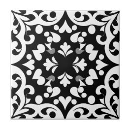 Azulejo Motif noir sur fond blanc