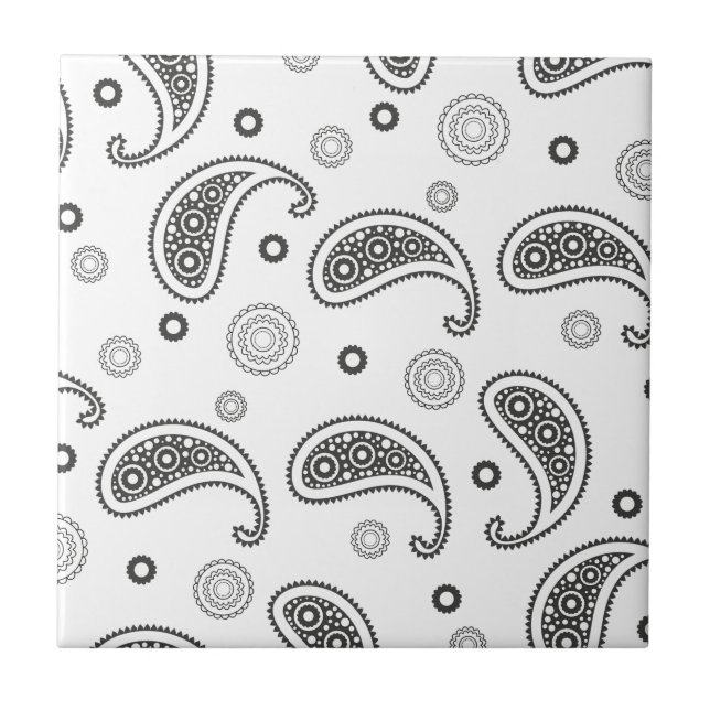 Azulejo Motif Paisley Noir et blanc (Frente)