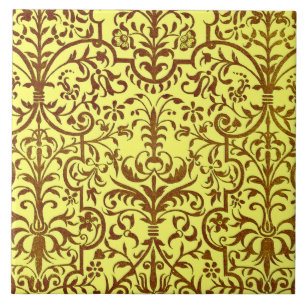 Azulejo Motif victoriano en amarillo