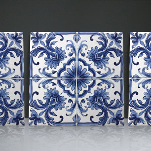 Azulejo Motivo Arquitectónico Ibérico de Lisboa Azul Marin
