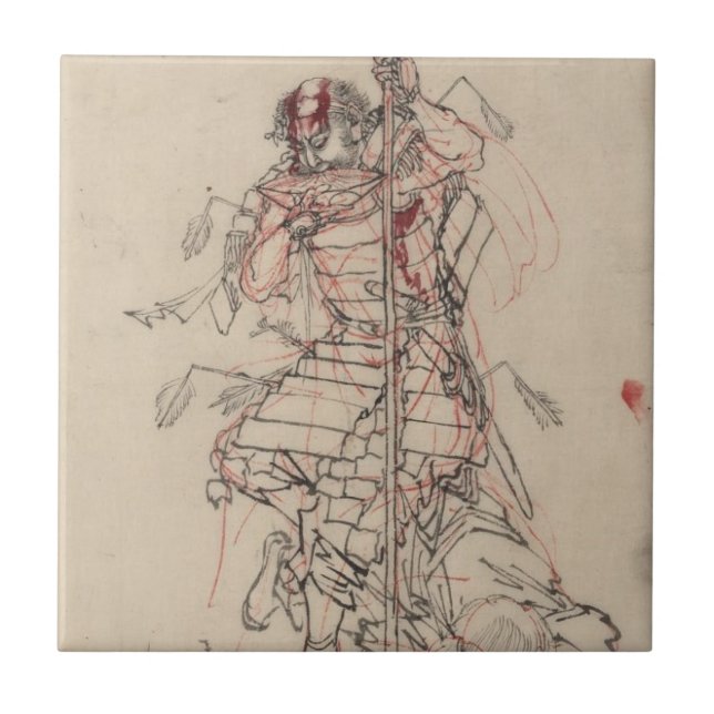 Azulejo Motivo de consumición del samurai circa 1800s (Frente)