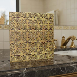 Azulejo Motivo de Pétalo de Oro Antiguo Geométrico #9 ID12