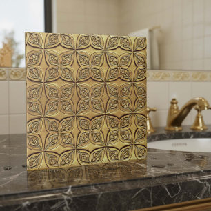 Azulejo Motivo de Pétalo de Oro Antiguo Geométrico #9 ID12