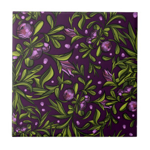 Azulejo Motivo Floral Artístico: Flores Púrpura