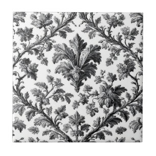 Azulejo Motivo Floral Rústico Campestre Monocromo Elegante