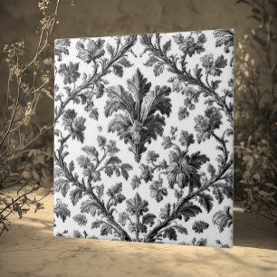 Azulejo Motivo Floral Rústico Campestre Monocromo Elegante