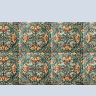 Azulejo Motivo floral verde Art Nouveau