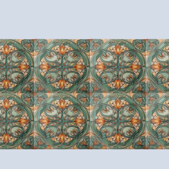 Azulejo Motivo floral verde Art Nouveau (Subido por el creador)