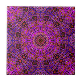 Azulejo Motivo Kaleidoscópico Mandala Rosa Caliente
