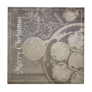 Azulejo Motivo Navideño Vintage con Galletas y Café