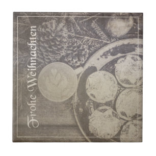 Azulejo Motivo navideño vintage con galletas y café