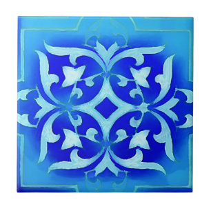 Azulejo motivos art-nouveau en azul