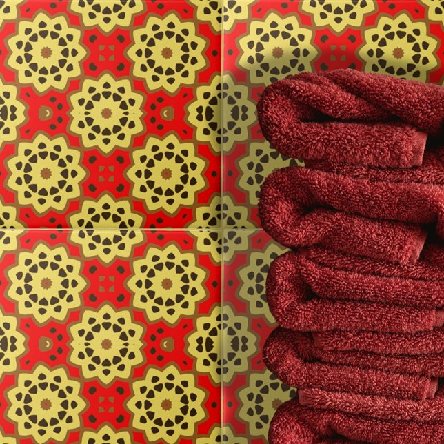 Azulejo Motivos del patrón floral rojo y amarillo (Subido por el creador)
