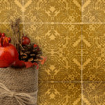 Azulejo Motivos florales y de hojas geométricos Gold<br><div class="desc">Esta cerámica presenta un diseño complejo y detallado que es cautivador y elegante a la vez. El embaldosado presenta un cálido matiz dorado y su color de base, que contrasta con los contornos oscuros. Estos contornos forman un patrón simétrico de motivos florales y de hojas que se esparcen uniformemente a...</div>