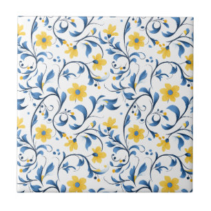 Azulejo motivos folklóricos florales ucranianos