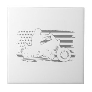 Azulejo Motocicleta patriótica bandera estadounidense vint