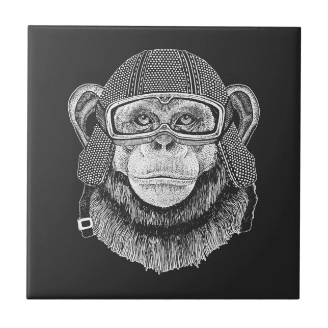 Azulejo Motociclista Chimpanzee (Frente)