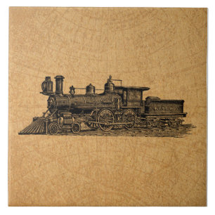 Azulejo Motor de vapor vintage de locomoción y estilo de 