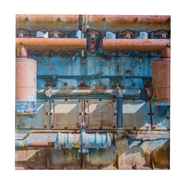 Azulejo Motor diesel imperial del Atlas viejo y oxidado en (Frente)