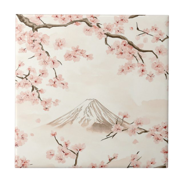 Azulejo Mount Fuji with Cherry Blossoms – Japanese (3) (Frente)