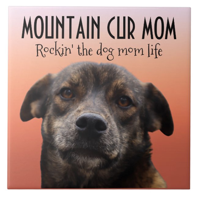 Azulejo Mountain Cur Mom Ceramic Tile (Frente)