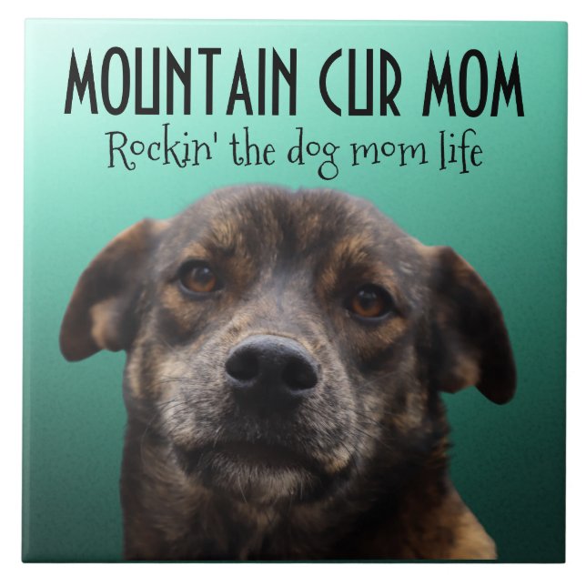 Azulejo Mountain Cur Mom Ceramic Tile (Frente)